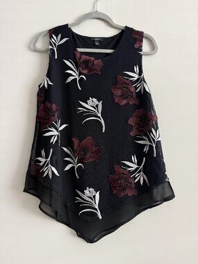 Alfani Embroidered Sheer Lined Top